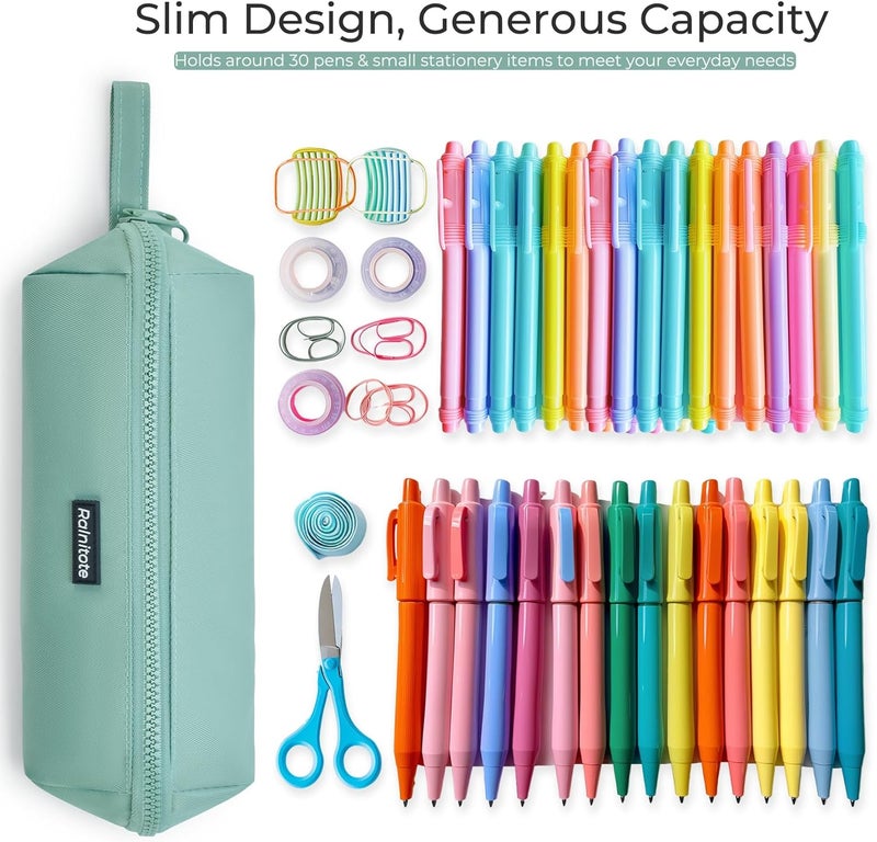 Ralnitote Store Large Pencil Case with 180° Open Design, Big Capacity Pen Bag for Girls & Boys, Aesthetic & Cute Pencil Pouch for School, Office, Makeup & Tech Accessories-Green - Image 4